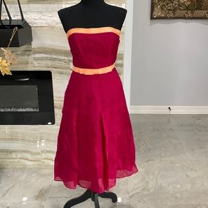 Thread Vintage Red Chiffon Strapless Dress Size 0‎